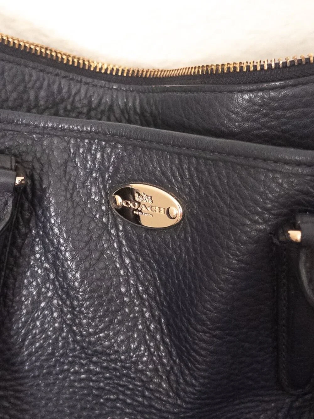 COACH Morgan Satchel Midnight/Navy Pebble leather with handle and long strap